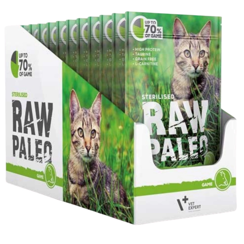 Vet Expert Raw Paleo monobiałkowa mokra karma dla kota sterylizowanego dziczyzna 12x 100g