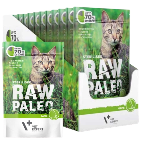 Vet Expert Raw Paleo monobiałkowa mokra karma dla kota sterylizowanego dziczyzna 12x 100g