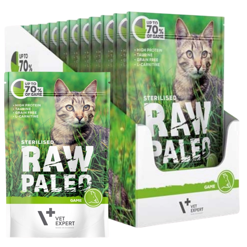 Vet Expert Raw Paleo monobiałkowa mokra karma dla kota sterylizowanego dziczyzna 12x 100g