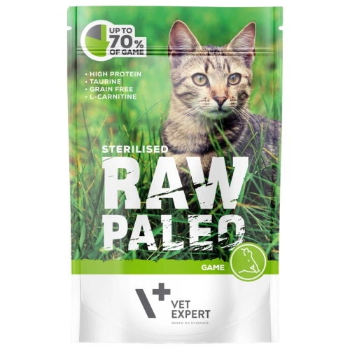 Vet Expert Raw Paleo monobiałkowa mokra karma dla kota sterylizowanego dziczyzna 100g