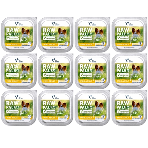 Vet Expert Raw Paleo Mini Adult indyk pasztet mokra karma monobiałkowa dla psa 12x 150g