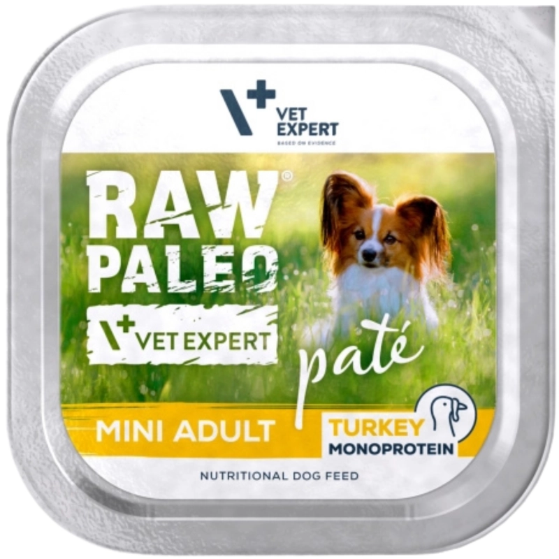 Vet Expert Raw Paleo Mini Adult indyk pasztet mokra karma monobiałkowa dla psa 150g