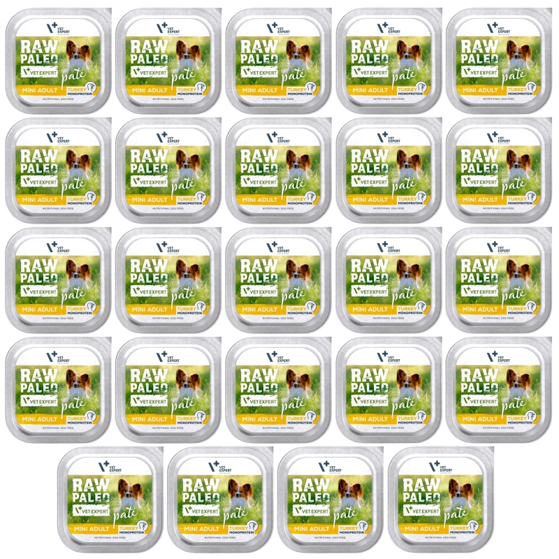 Vet Expert Raw Paleo Mini Adult indyk pasztet mokra karma monobiałkowa dla psa 24x150g