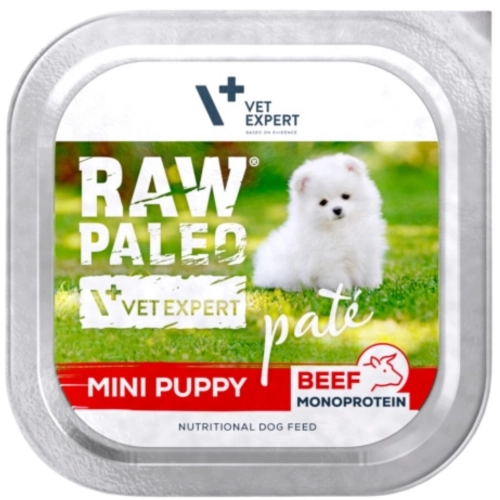 Vet Expert Raw Paleo Mini Puppy wołowina monobiałkowy pasztet dla szczeniąt 150g