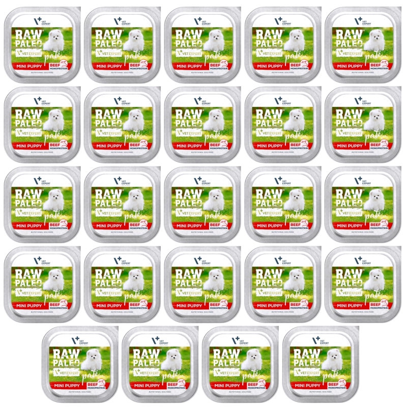 Vet Expert Raw Paleo Mini Puppy wołowina monobiałkowy pasztet dla szczeniąt 24x 150g