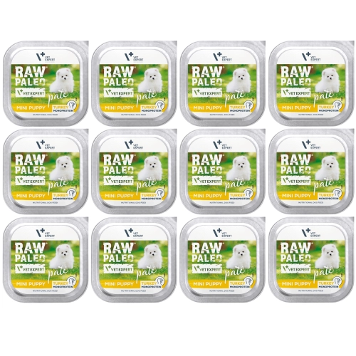 Vet Expert Raw Paleo Mini Puppy indyk monobiałkowa mokra karma dla szczeniąt 12x 150g