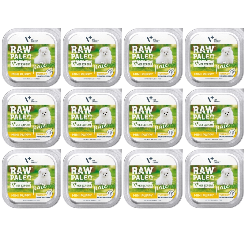 Vet Expert Raw Paleo Mini Puppy indyk monobiałkowa mokra karma dla szczeniąt 12x 150g