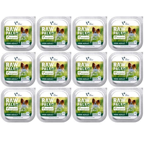 Vet Expert Raw Paleo Mini Adult kaczka pasztet mokra karma monobiałkowa dla psa 12x 150g