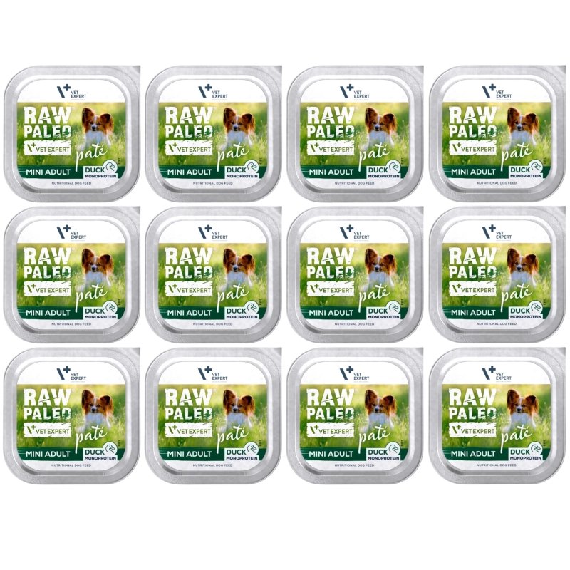 Vet Expert Raw Paleo Mini Adult kaczka pasztet mokra karma monobiałkowa dla psa 12x 150g