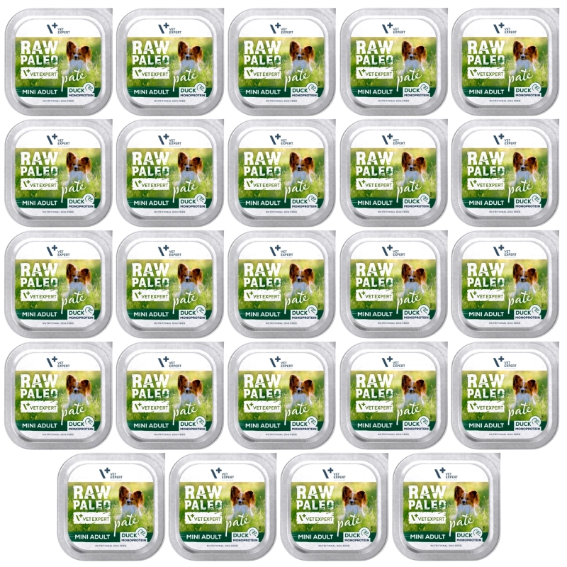 Vet Expert Raw Paleo Mini kaczka pasztet mokra karma monobiałkowa dla psa 24x 150g