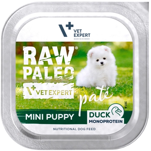 Vet Expert Raw Paleo Mini Puppy kaczka monobiałkowa mokra karma dla szczeniąt 150g
