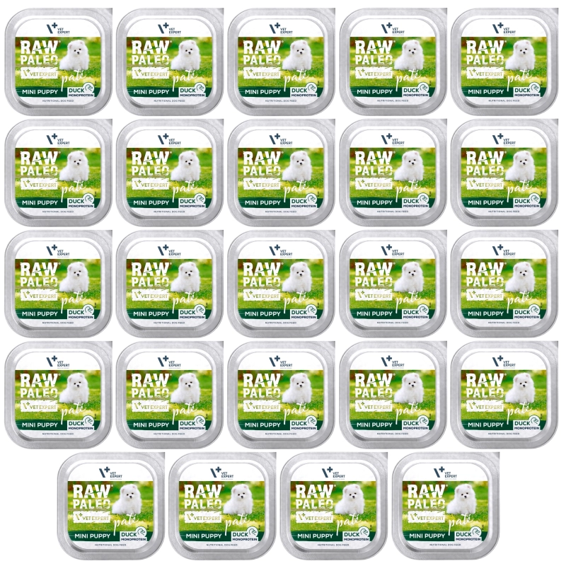 Vet Expert Raw Paleo Mini Puppy kaczka monobiałkowa mokra karma dla szczeniąt 24x 150g