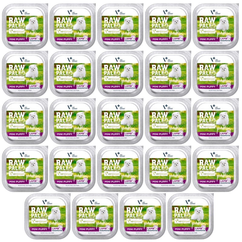 Vet Expert Raw Paleo Mini Puppy monobiałkowa mokra karma dla szczeniąt jagnięcina 24x 150g
