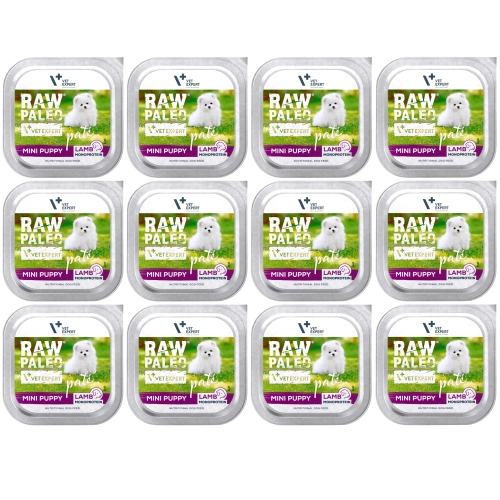 Vet Expert Raw Paleo Mini Puppy monobiałkowa mokra karma dla szczeniąt jagnięcina 12x 150g