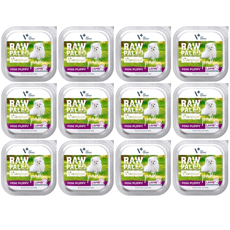 Vet Expert Raw Paleo Mini Puppy monobiałkowa mokra karma dla szczeniąt jagnięcina 12x 150g