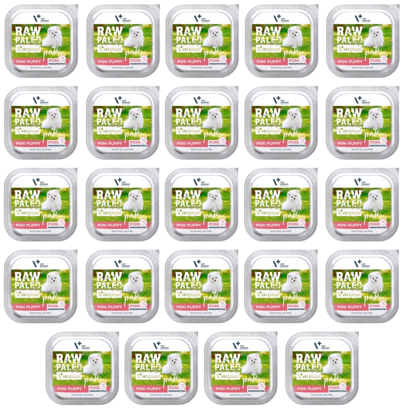 Vet Expert Raw Paleo Mini Puppy monobiałkowa karma dla szczeniąt wieprzowina 24x 150g