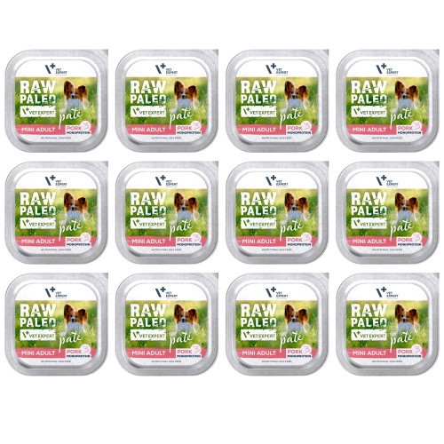 Vet Expert Raw Paleo Mini Adult monobiałkowa mokra karma dla psa wieprzowina 12x 150g