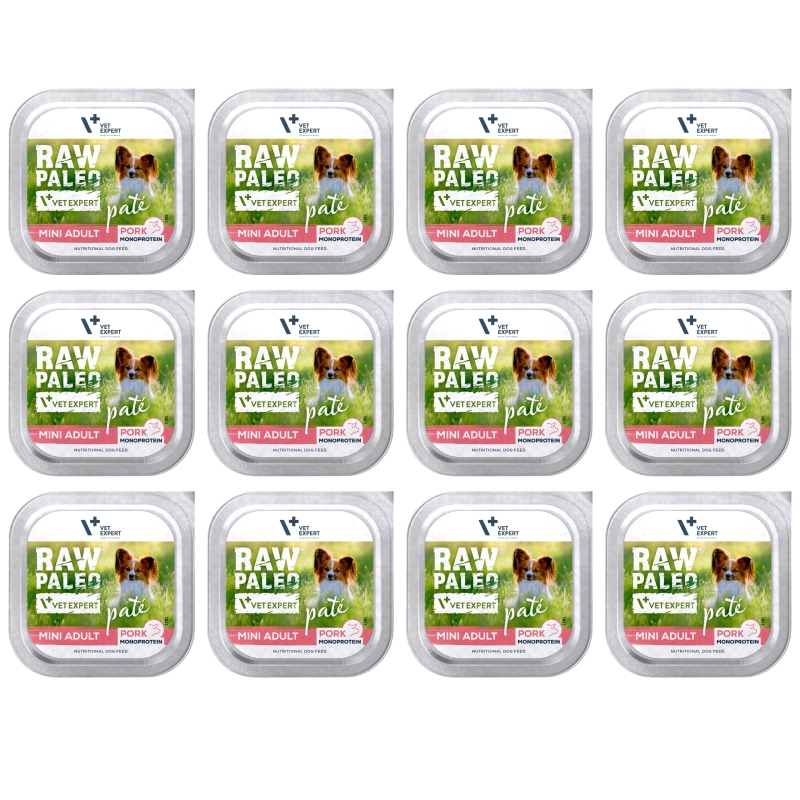 Vet Expert Raw Paleo Mini Adult monobiałkowa mokra karma dla psa wieprzowina 12x 150g