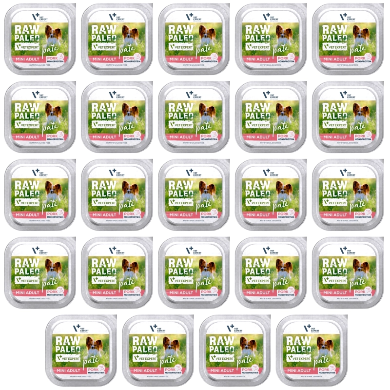 Vet Expert Raw Paleo Mini Adult monobiałkowa mokra karma dla psa wieprzowina 24x 150g