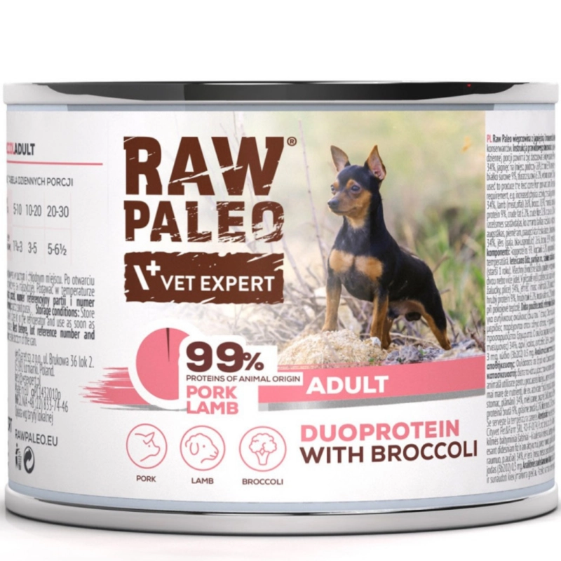 Vet Expert Raw Paleo Adult mokra karma dla dorosłego psa wieprzowina jagnięcina 200g