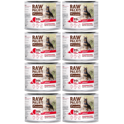 Vet Expert Raw Paleo duoproteinowa mokra karma dla psa wołowina królik cukinia 6x 200g