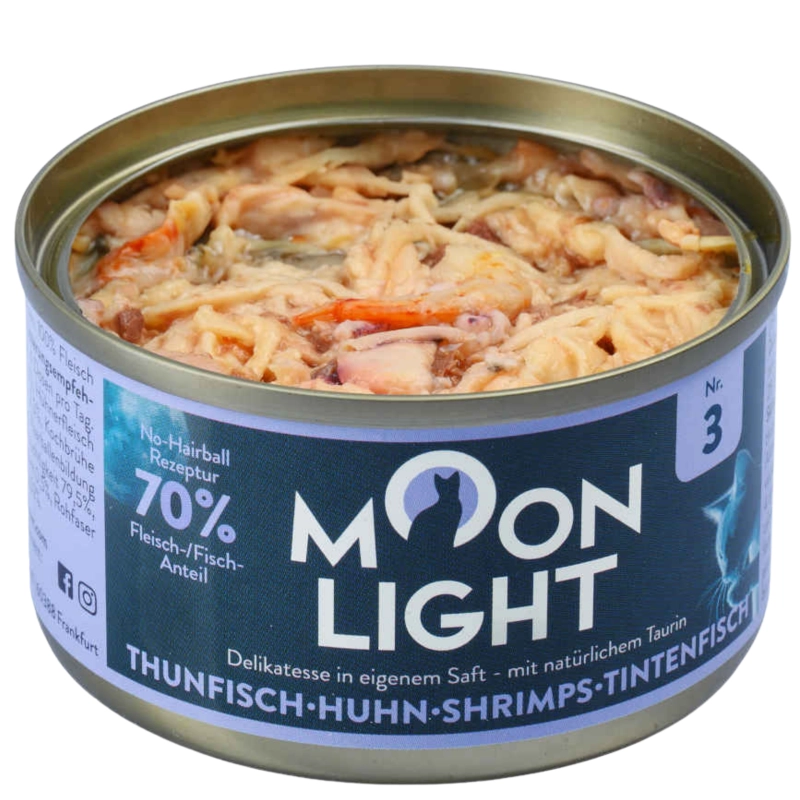 Moonlight Dinner Nr 3 Tuńczyk Kurczak Kałamarnica mokra karma dla kota 80g