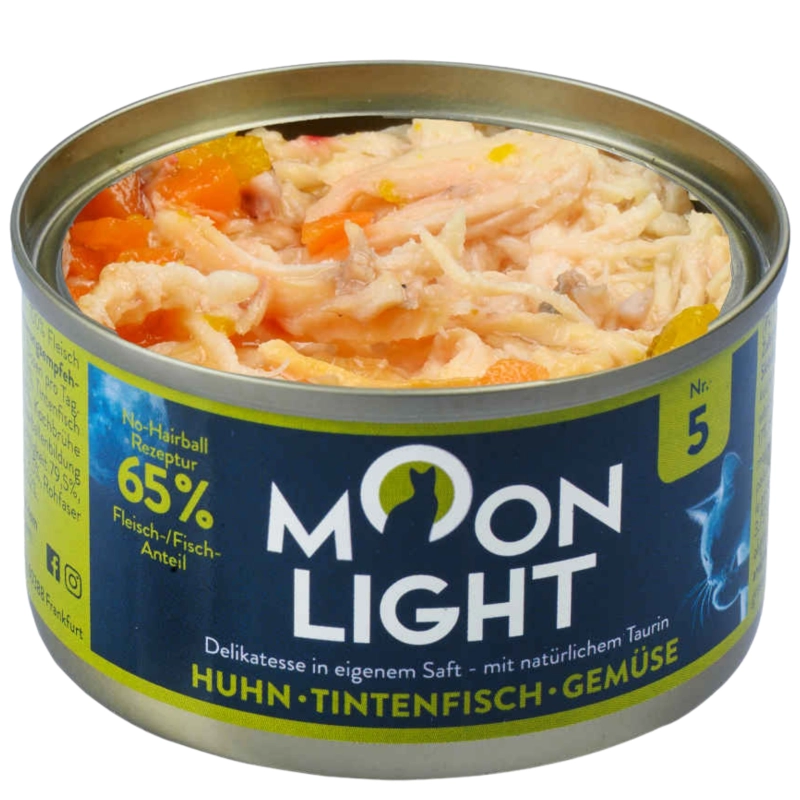 Moonlight Dinner Nr 5 Kurczak Kałamarnica Warzywa mokra karma dla kota kociąt 24x 80g