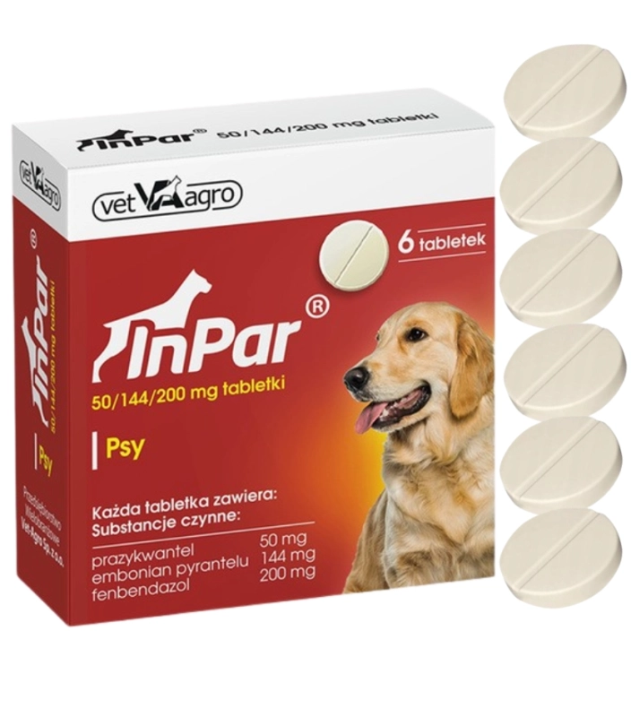 Vet-Agro InPar tabletki odrobaczające dla psa nicienie tasiemce 6 tabletek