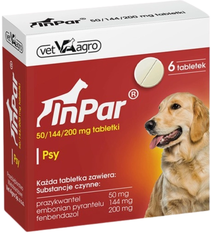 Vet-Agro InPar tabletki odrobaczające dla psa nicienie tasiemce 6 tabletek