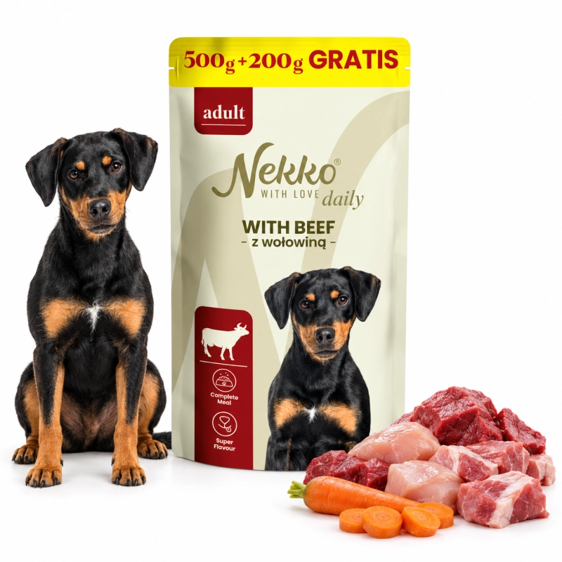 Nekko Daily Adult wołowina mokra karma dla dorosłego psa 10x 700g