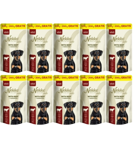 Nekko Daily Adult wołowina mokra karma dla dorosłego psa 10x 700g