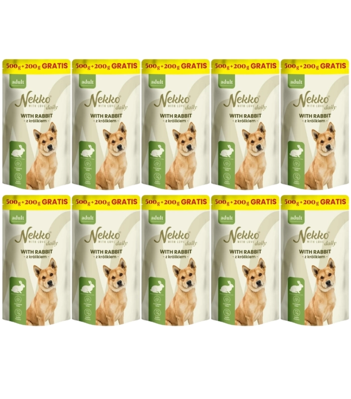 Nekko Daily Adult królik mokra karma dla dorosłego psa 10x 700g