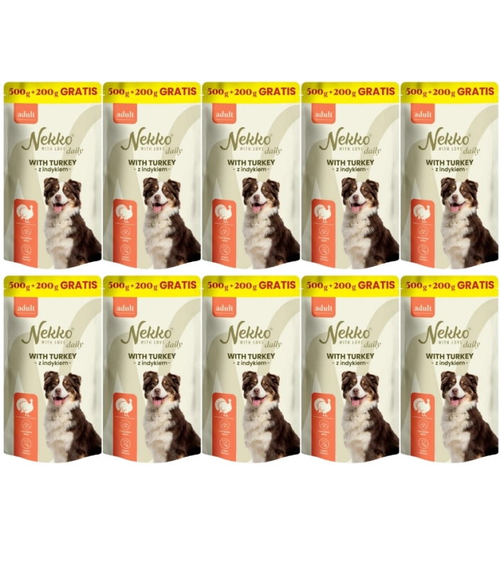 Nekko Daily Adult indyk mokra karma dla dorosłego psa 10x 700g