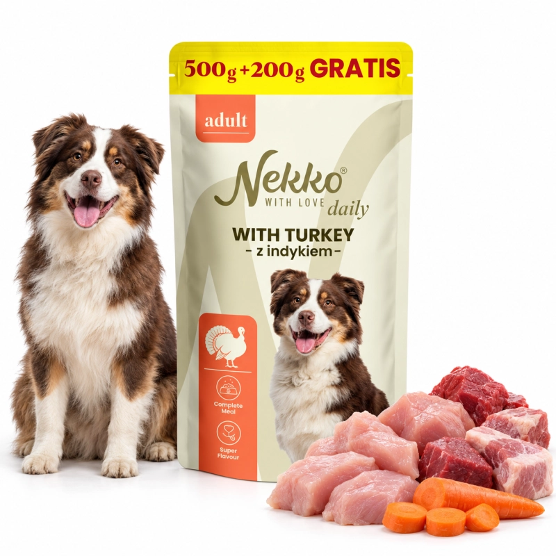 Nekko Daily Adult indyk mokra karma dla dorosłego psa 10x 700g