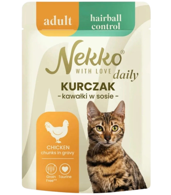 Nekko Daily Adult Hairball Control kurczak w sosie mokra karma dla kota 85g