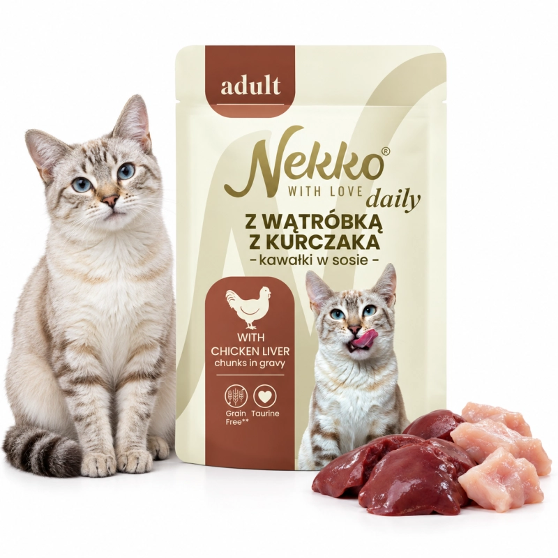 Nekko Daily Adult wątróbka z kurczaka w sosie mokra karma dla kota 12x 85g