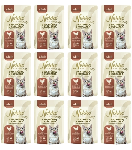 Nekko Daily Adult wątróbka z kurczaka w sosie mokra karma dla kota 12x 85g