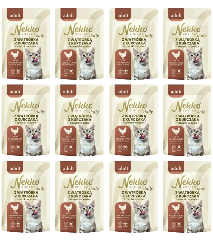 Nekko Daily Adult wątróbka z kurczaka w sosie mokra karma dla kota 12x 85g