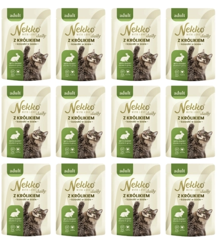 Nekko Daily Adult królik mokra karma dla kota kawałki w sosie 12x 85g