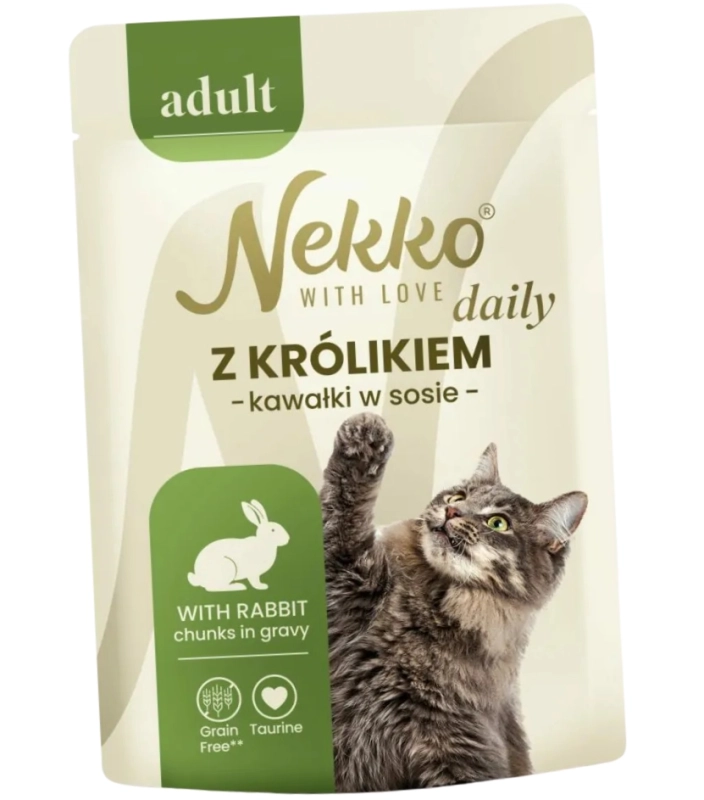 Nekko Daily Adult królik mokra karma dla kota kawałki w sosie 12x 85g
