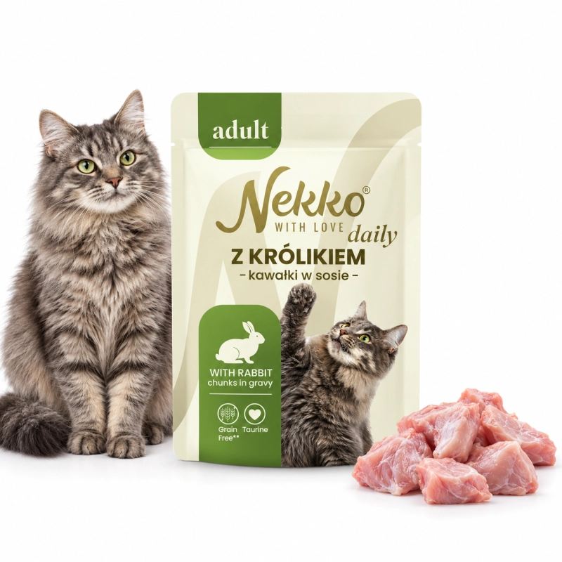 Nekko Daily Adult królik mokra karma dla kota kawałki w sosie 12x 85g