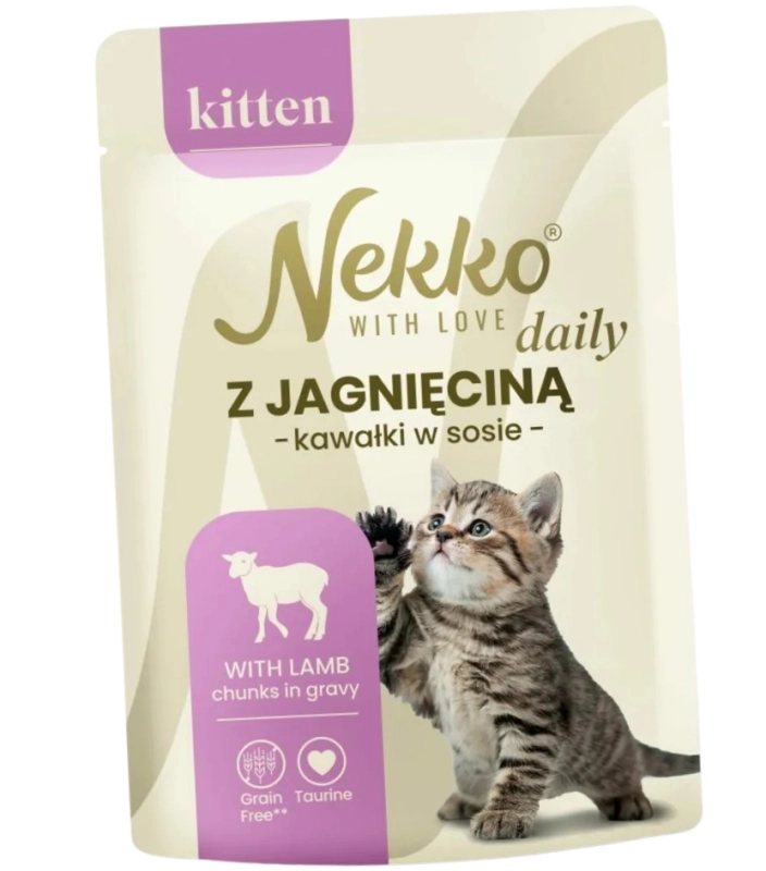 Nekko Daily Kitten jagnięcina mokra karma dla kociąt kawałki w sosie 85g