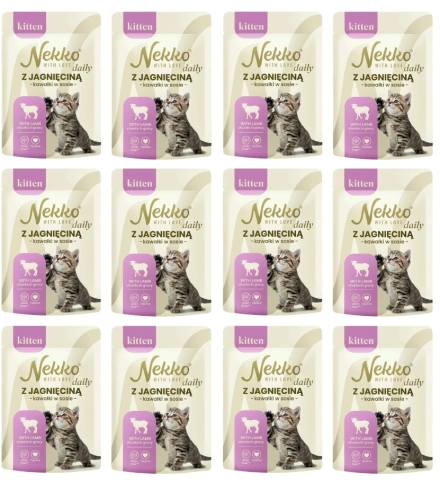 Nekko Daily Kitten jagnięcina mokra karma dla kociąt kawałki w sosie 12x 85g