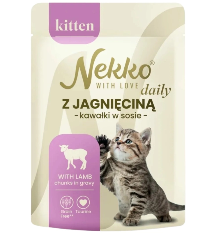 Nekko Daily Kitten jagnięcina mokra karma dla kociąt kawałki w sosie 12x 85g