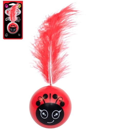 Pet Nova Crazyball czerwona piłka z piórkiem zabawka dla kota 3,5cm