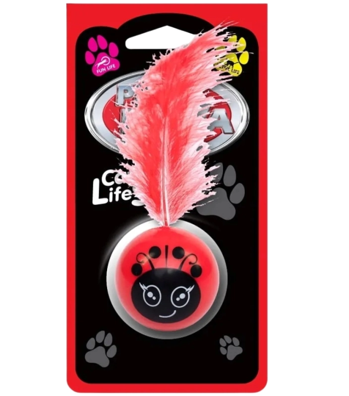 Pet Nova Crazyball czerwona piłka z piórkiem zabawka dla kota 3,5cm