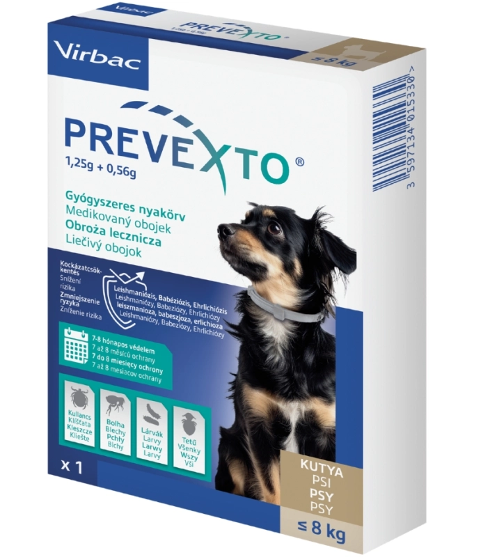 Virbac Prevexto S obroża lecznicza 38cm dla psa do 8kg na pchły i kleszcze