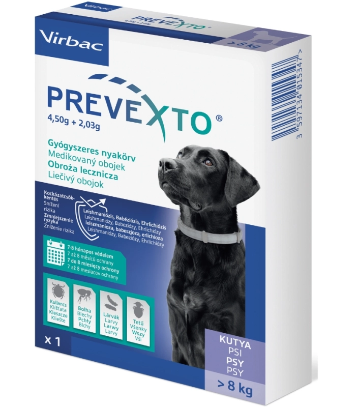 Virbac Prevexto obroża lecznicza 70cm dla psa powyżej 8kg na pchły i kleszcze