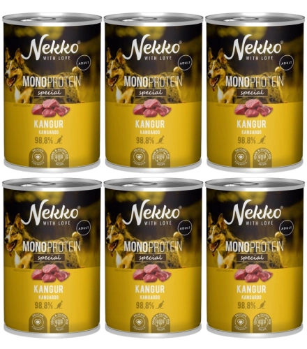 Nekko Monoprotein kangur monobiałkowa mokra karma dla dorosłego psa 6x 400g