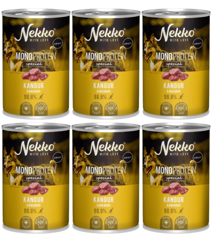 Nekko Monoprotein kangur monobiałkowa mokra karma dla dorosłego psa 6x 400g